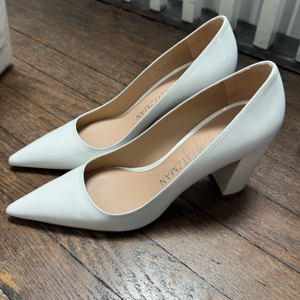 Stuart Weitzman Block White Pump - The Perfect Wedding Shoes!